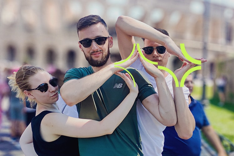 emagineers in Rome recreating the emagine logo